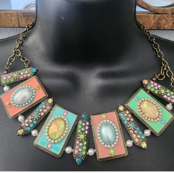 Costume jewelry Jewelry - Elegant Multicolor Rhinestone  Gemstone Necklace Boho Vintage Statement Jewelry